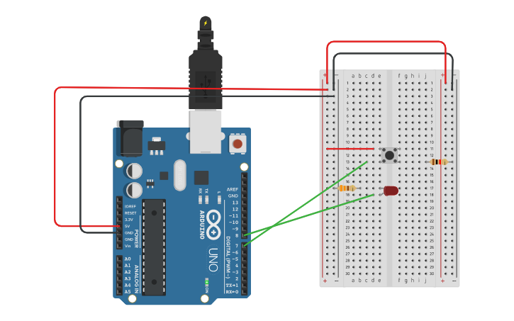 Circuit design LED CON BOTON - Tinkercad