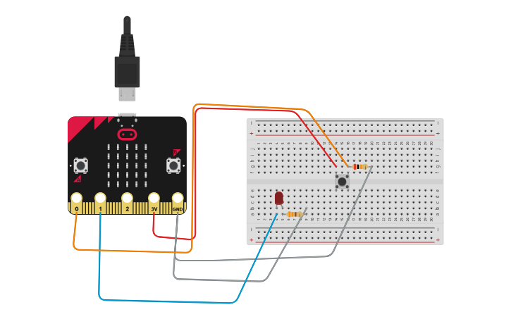 Circuit design pulsador led - Tinkercad