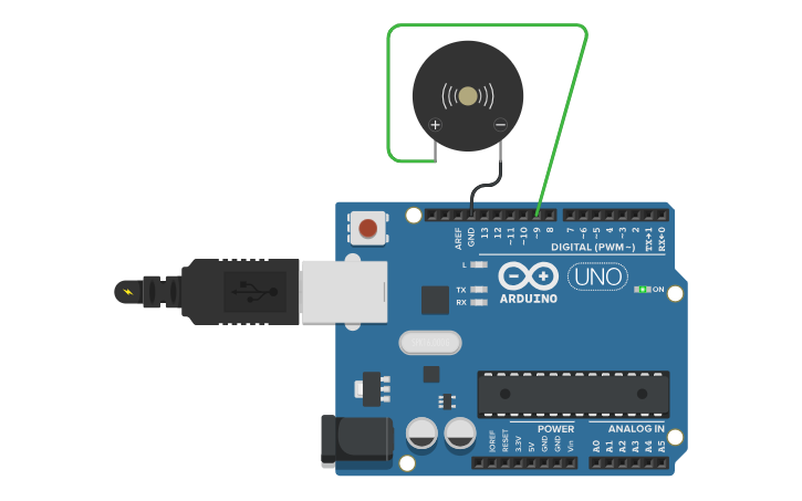 Circuit design buzzer tune - Tinkercad