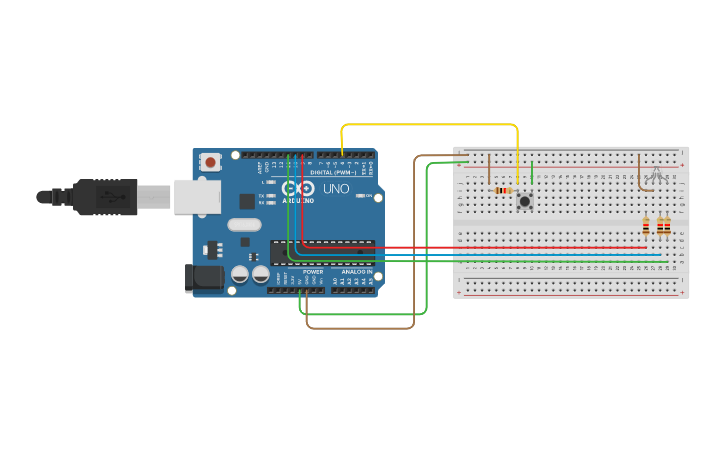 Circuit design Deney-5 Butonlu RGB - Tinkercad