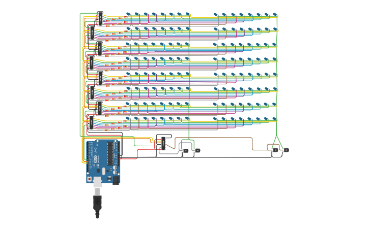 Circuit design LED cube 2 - Tinkercad