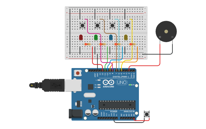 Circuit design Memory Arduino LED Game - Tinkercad