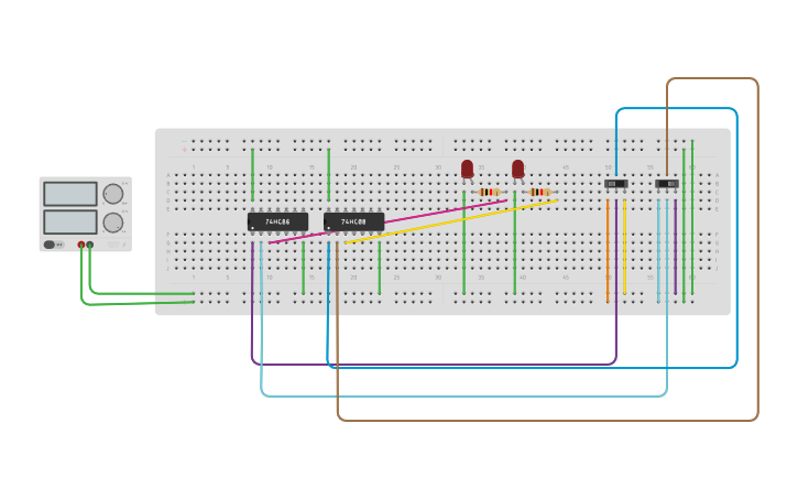 Circuit design Half adder - Tinkercad