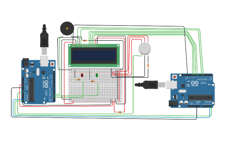 Circuit design Gas Detecting 2 Arduino - Tinkercad