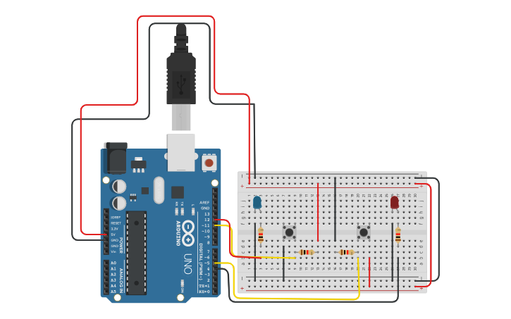 Circuit design Pull up Pull Down - Tinkercad