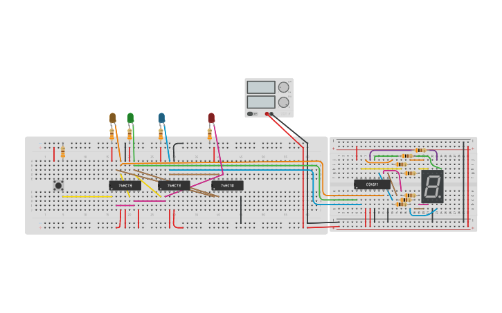 Circuit design 3-Bit Mod-6 Up Counter JK flip-flops - Tinkercad
