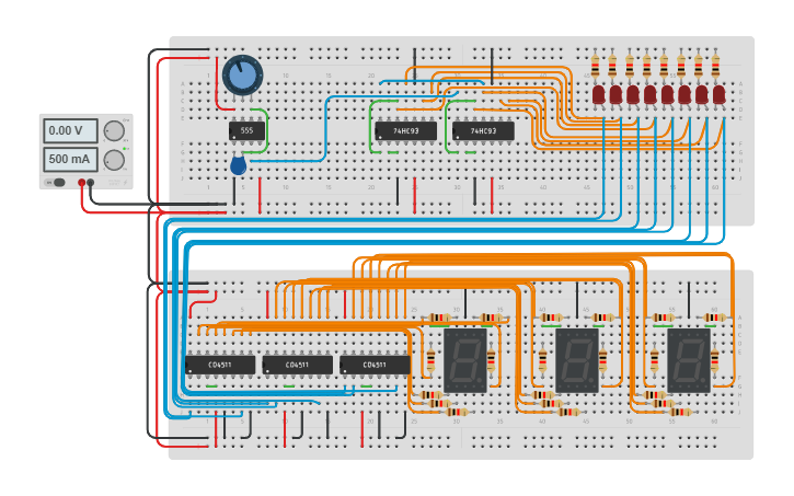 Circuit design 8 Bit Counter 5 - Tinkercad
