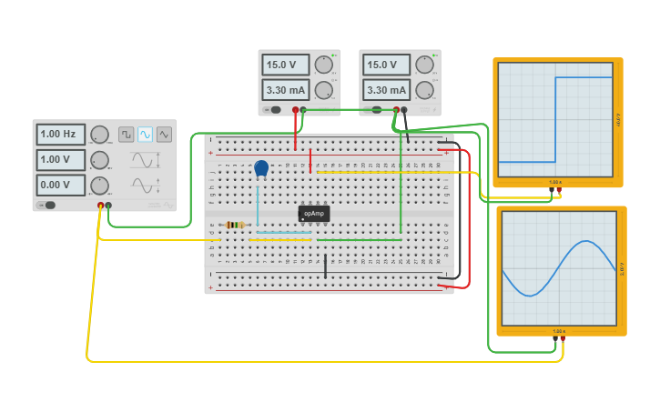 Circuit design Integrador OPAm 1 - Tinkercad