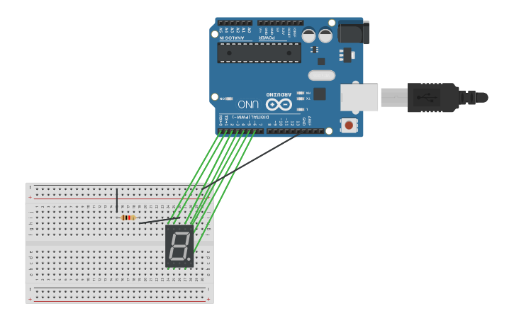 Circuit design Display de 7 segmentos (9-0) - Tinkercad