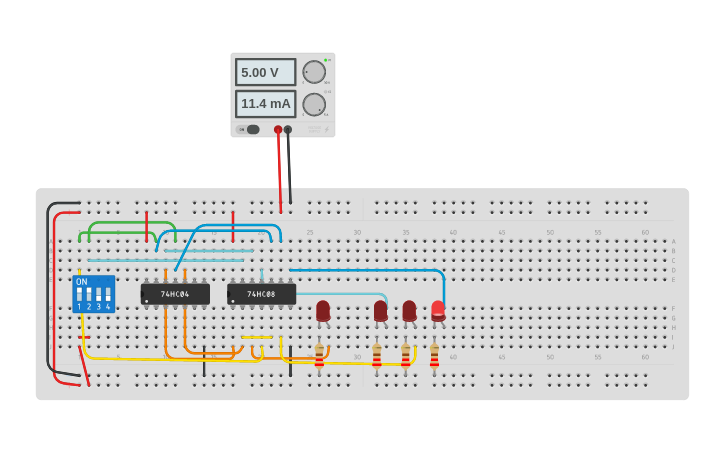 Circuit design 2-4 decoder - Tinkercad