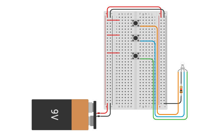 Circuit design RGB LED - Tinkercad