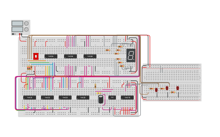 Circuit design Copy of 3-Bit Counter - Tinkercad