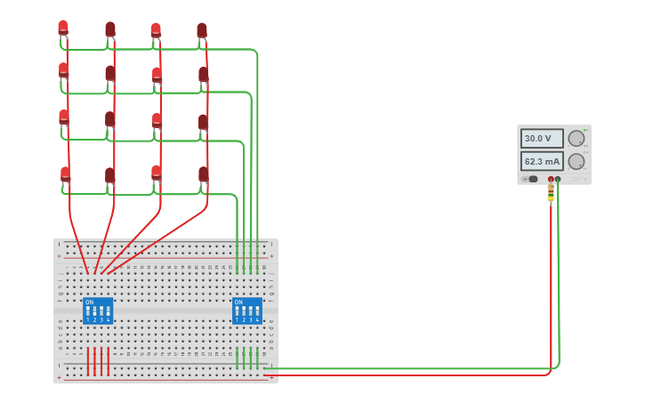 Circuit design matrix lighting - Tinkercad