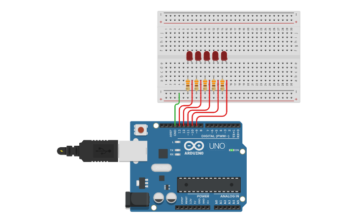 Circuit design Simple led lighting with arduino - Tinkercad