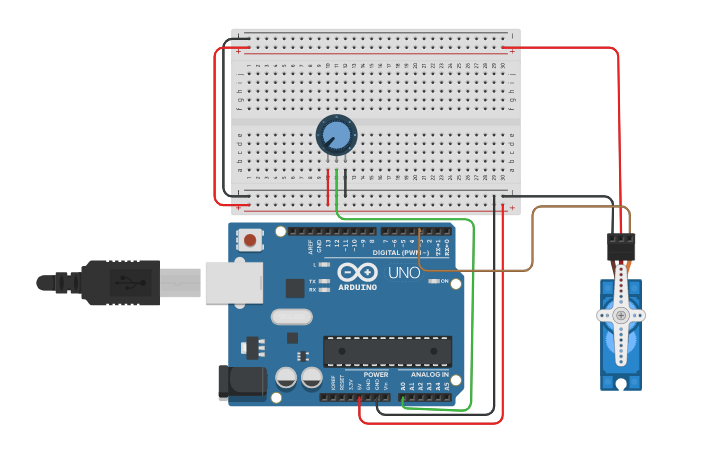 Circuit design Servo with Potentiometer - Tinkercad