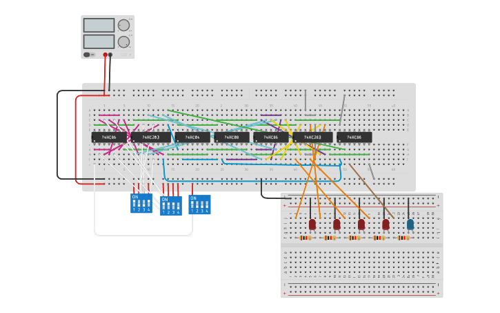 Circuit design 2's complement - Tinkercad