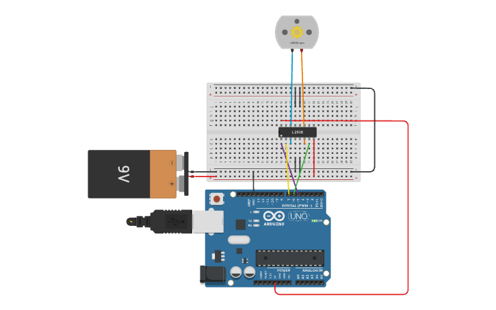 Circuit design Simple WIRING L293D TO ARDUINO - Tinkercad
