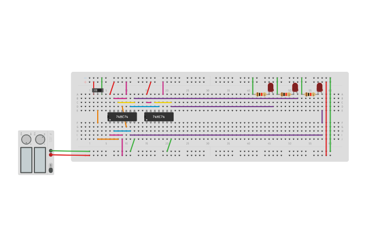 Circuit design 3.2. Asynchronous Counter - Tinkercad