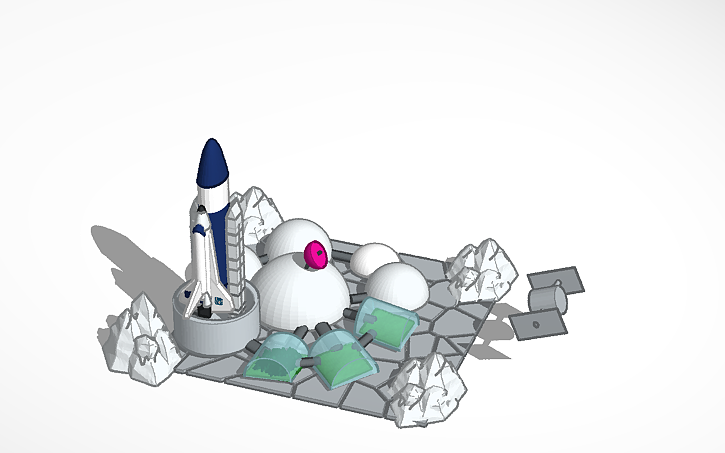 3D design HELLENIC ROCKET AND MOON BASE - Tinkercad