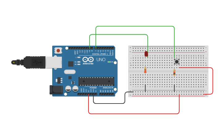 Circuit design Push Button Detection - Tinkercad