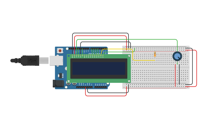 Circuit design LCD screen - Tinkercad
