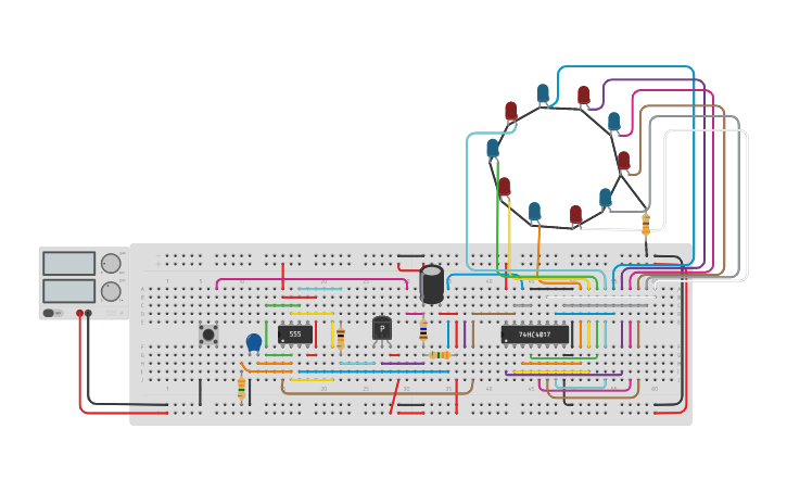 Circuit design LED Roulette Circuit - Tinkercad