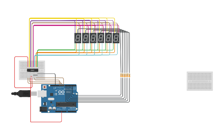 Circuit design 6-Digit 7-Segment Display Clock - Tinkercad