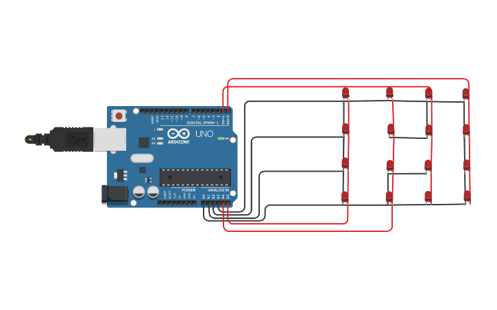 Circuit design cubo de leds 4x4x4 - Tinkercad
