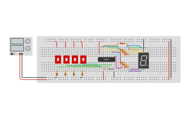 Circuit design Display de 7 segmentos - Tinkercad