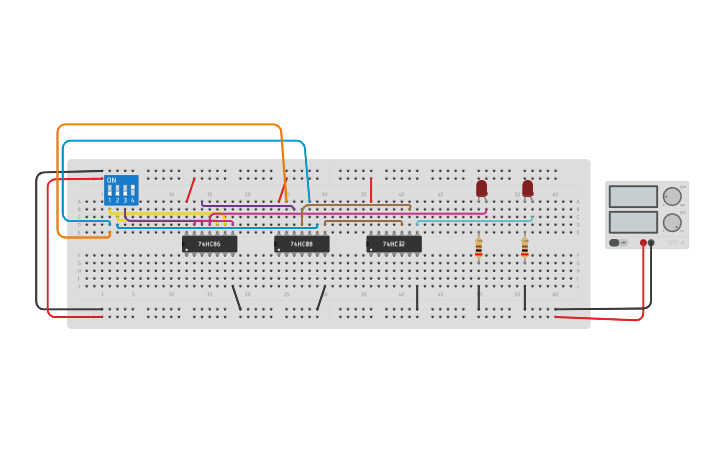 Circuit design full adder - Tinkercad