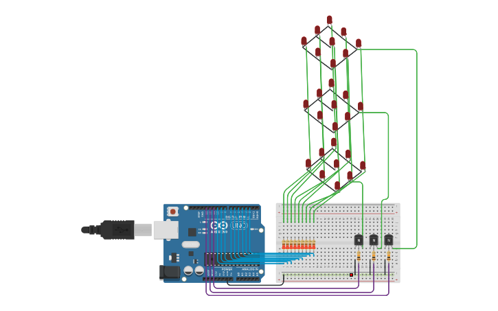 Circuit design Cubo Led 3X3X3 - Tinkercad