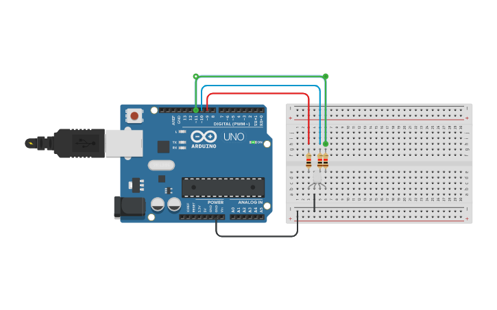 Circuit design Led RGB - Tinkercad