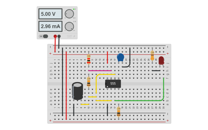 Circuit design Timer 555 - Tinkercad