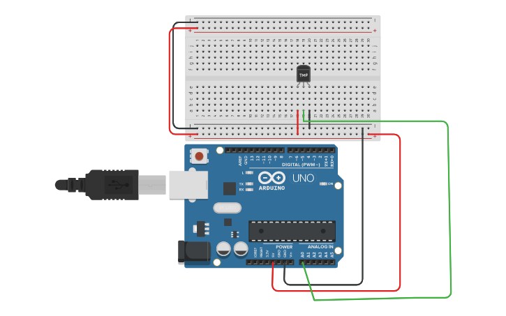 Circuit design TMP Sensor With Arduino - Tinkercad