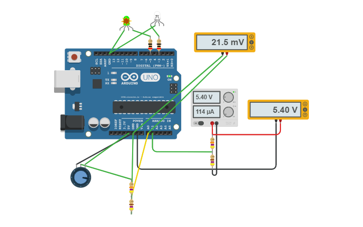 Circuit design Arduino voltage comparator - Tinkercad