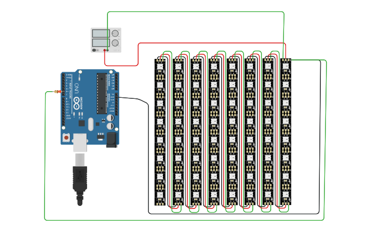 Circuit design Copy of WS2812 8x8 - Tinkercad