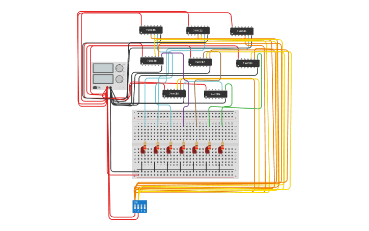 Circuit design 7 logic gate - Tinkercad