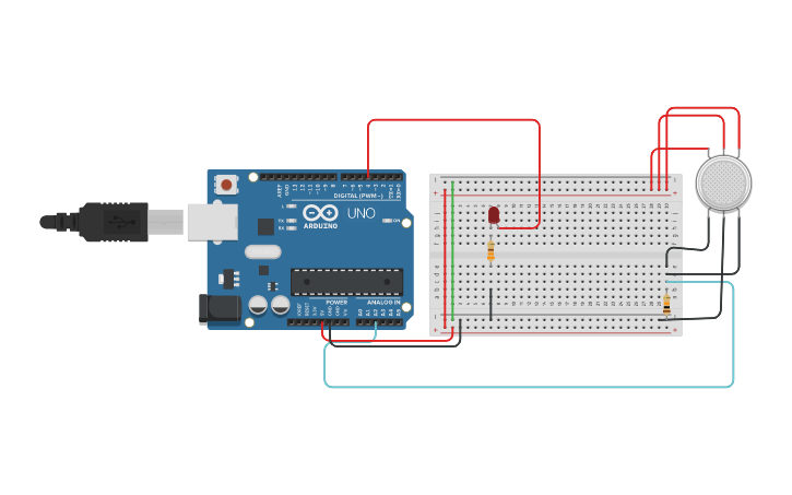 Circuit design Interfacing of Gas sensor with Arduino with - Tinkercad