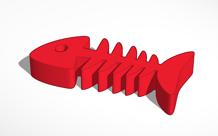 3D design fish bone 02 - Tinkercad