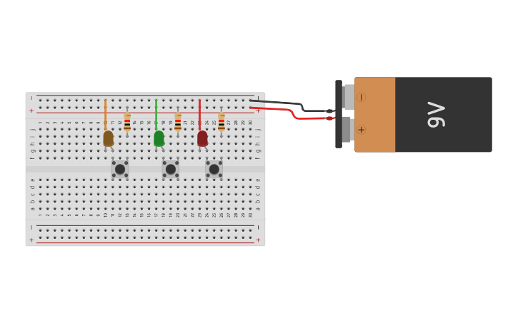 Circuit design Circuito con 3 leds - Tinkercad