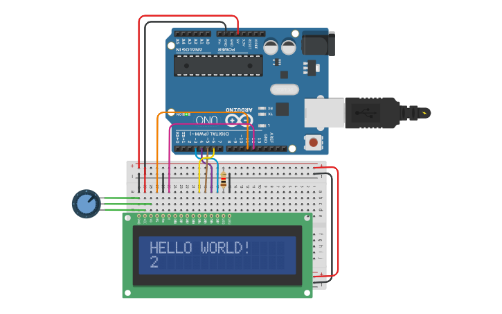 Circuit design LCD - Tinkercad