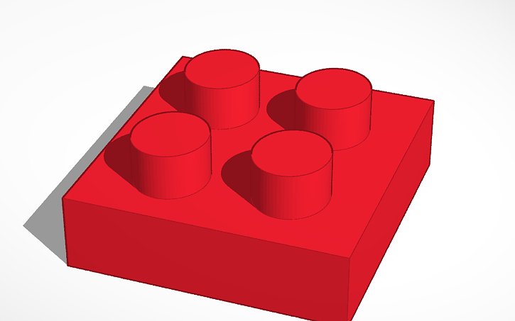 3D design Red Lego Piece - Tinkercad