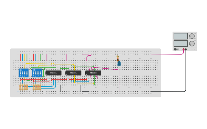 Circuit design Comparador 4 bits - Ali - Tinkercad