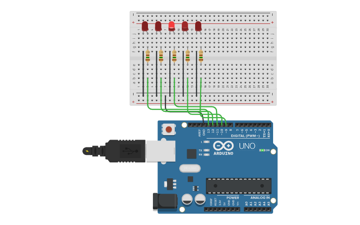 Circuit design Night Rider - Tinkercad