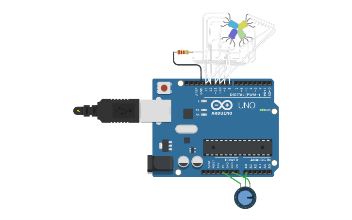 Circuit design Boule C++ led led led led - Tinkercad