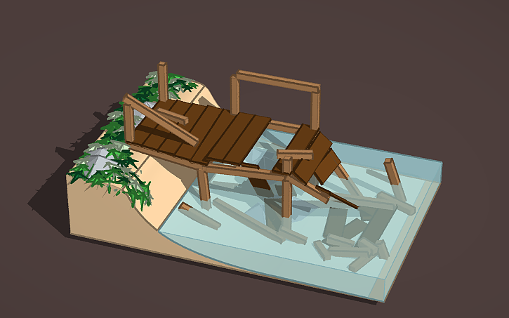 3D design Broken Wooden Bridge - Tinkercad