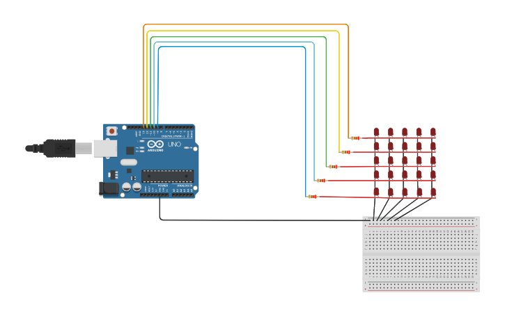 Circuit design 5x5 dot matrix(pattern4) - Tinkercad