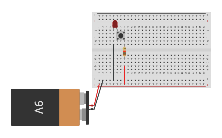 Circuit design LED with switch - Tinkercad