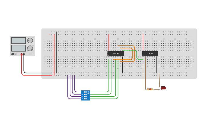 Circuit design ODD PARITY CHECKER - Tinkercad