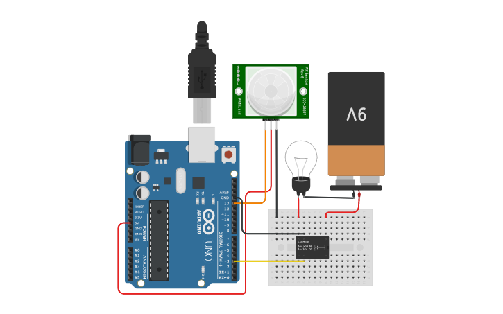 Circuit design Arduino Tutorial - Lamp Control using PIR Motion Sensor ...